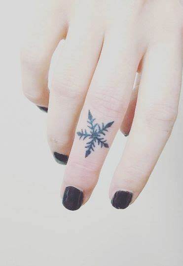 Finger Tattoos with Snowflakes