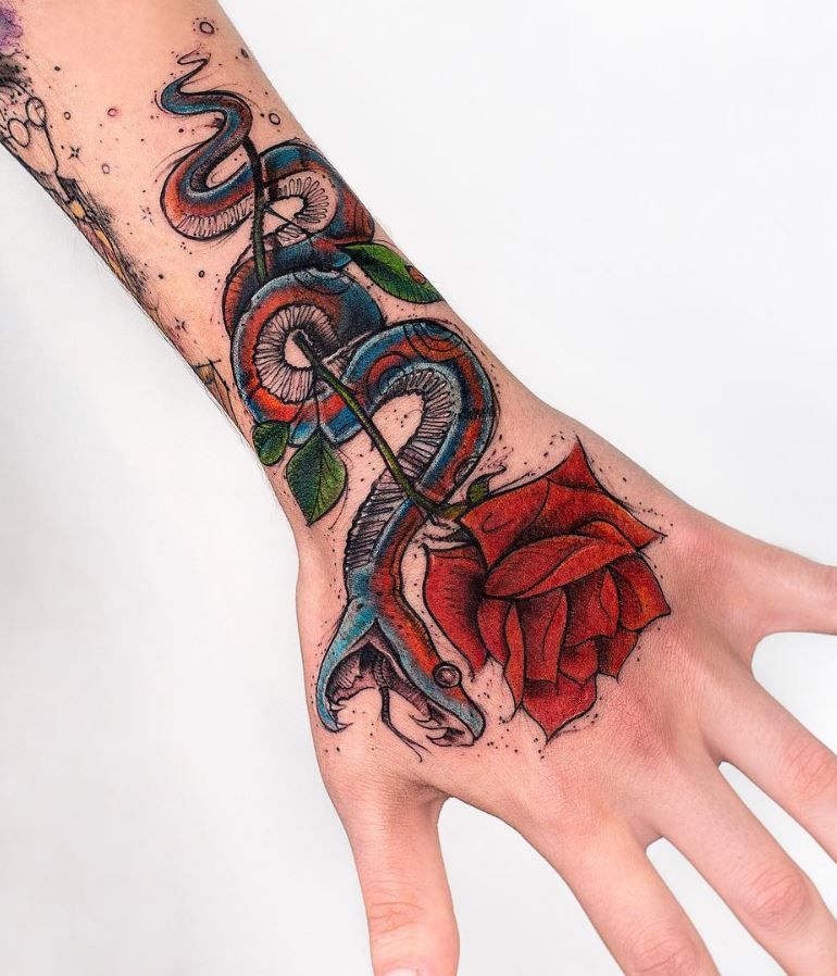 Rose Snake Tattoo