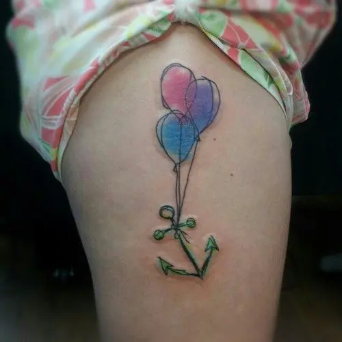 11. Anchor Balloon Tattoo