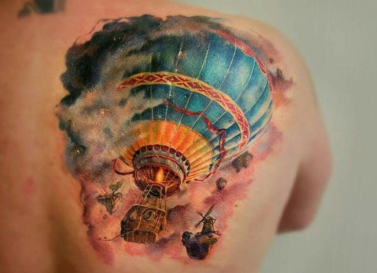 12. Outstanding Hot Air Balloon Tattoo Design