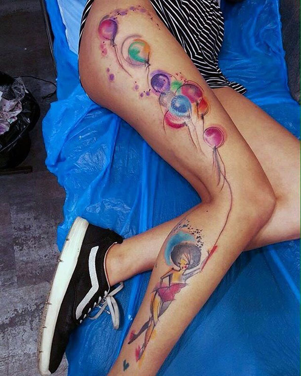 15. Splash Color Balloon Tattoo