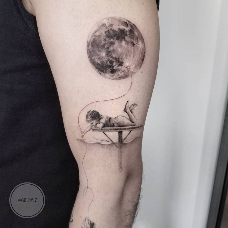 moon balloon tattoo