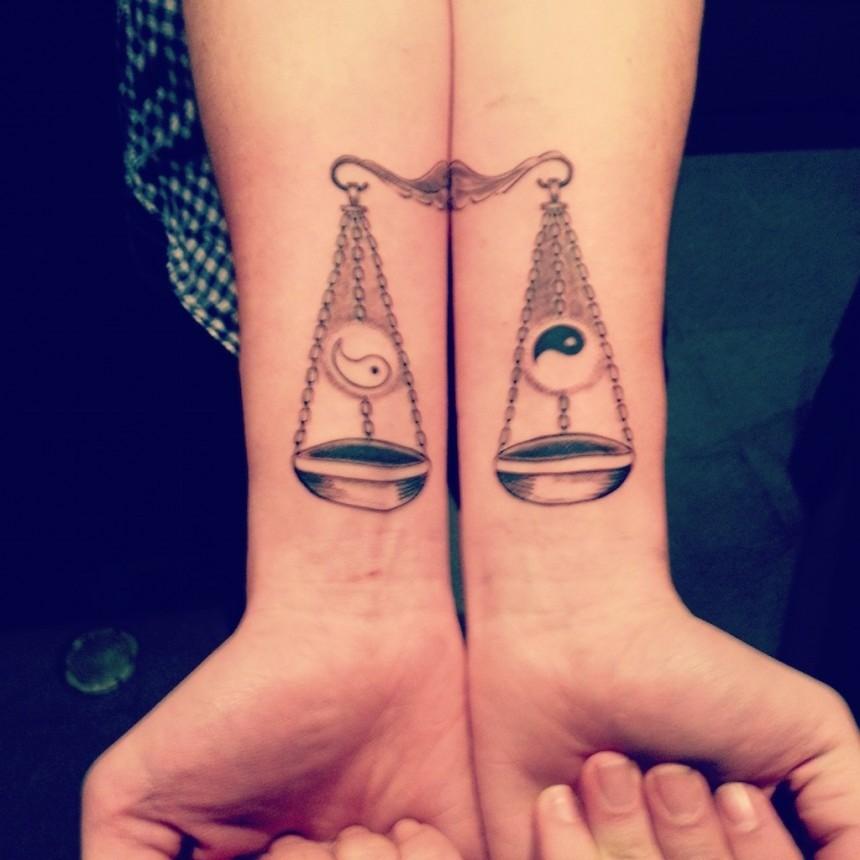 Matching couple tattoos for Libra