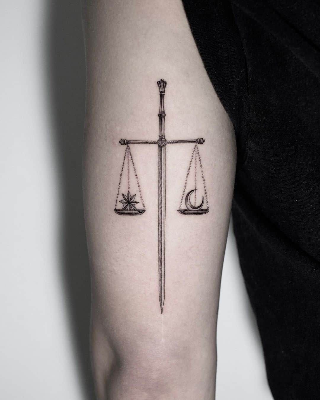 Sword Scale of Libra Tattoo