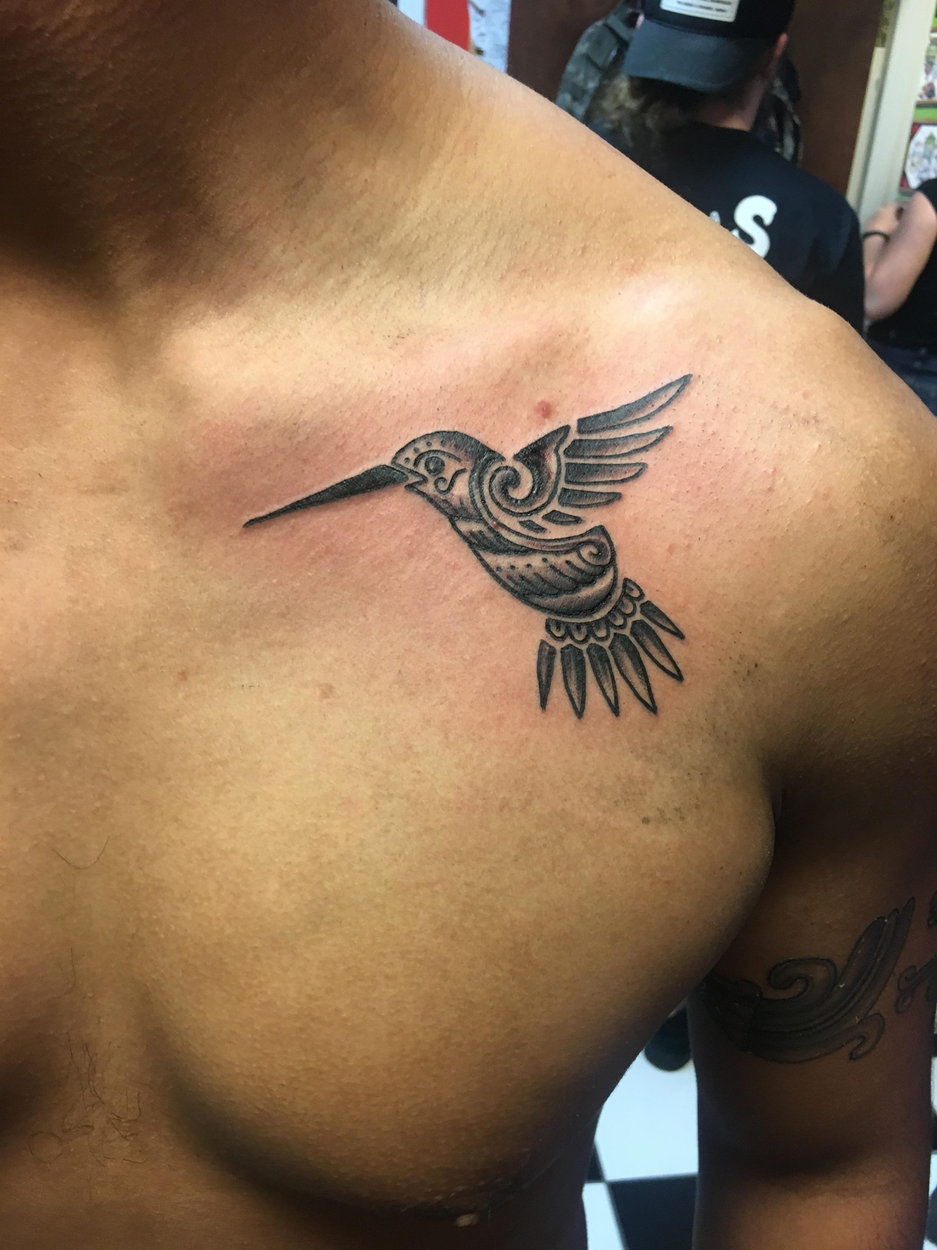 Tattoo of an Aztec Hummingbird