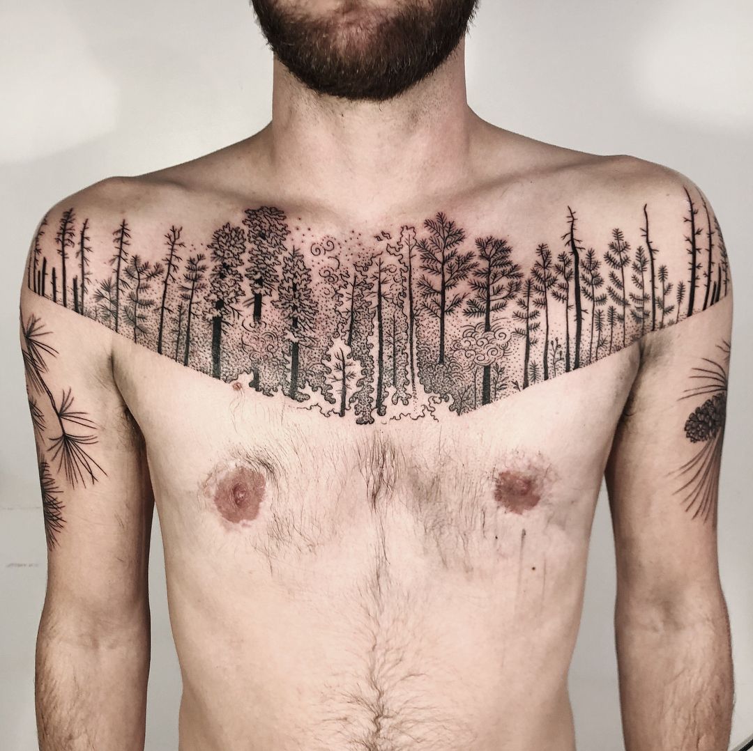 Chest Forest Tattoo