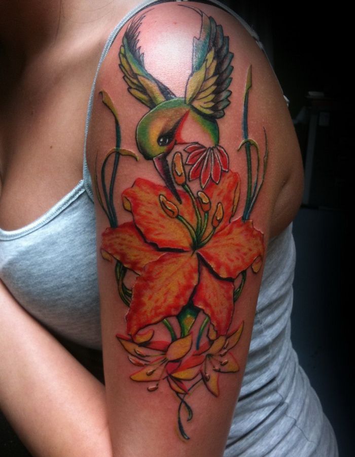 Hummingbird Lily Tattoo