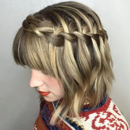 Waterfall braid into a shaggy bob