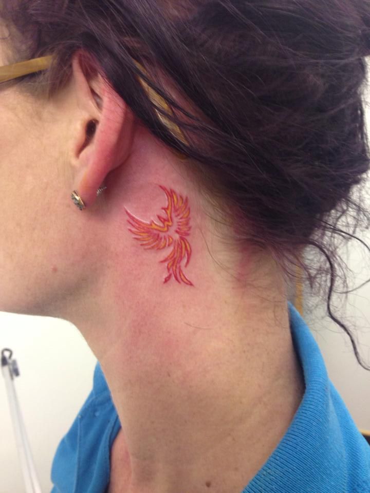 Behind the Ear Phoenix Tattoo