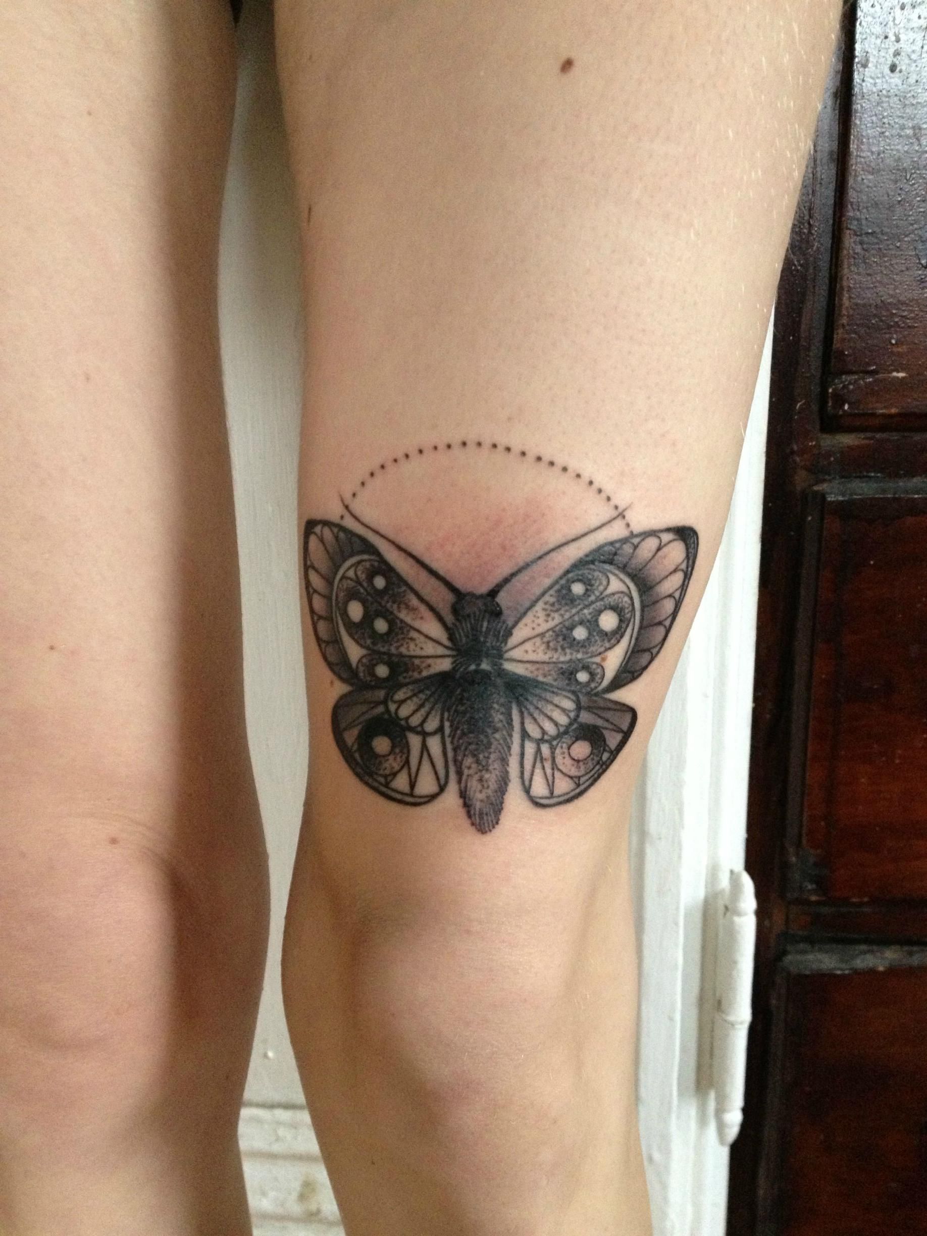 Dot-work Moth Tattoo