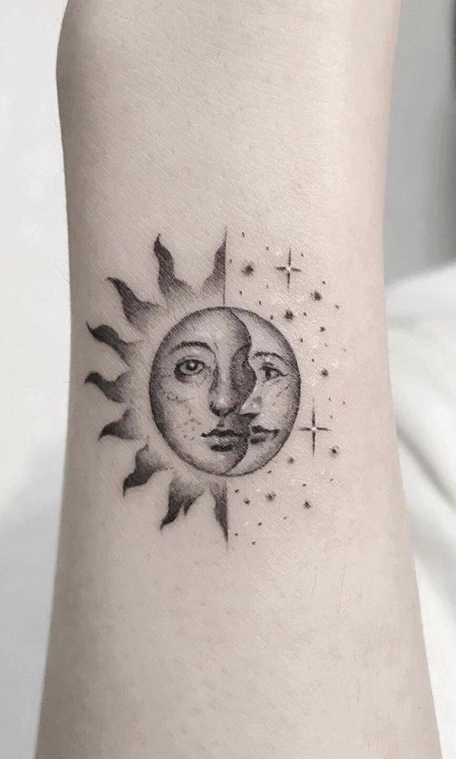 Half Sun Half Moon Tattoo