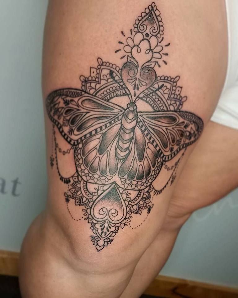 Mandala Moth Tattoo