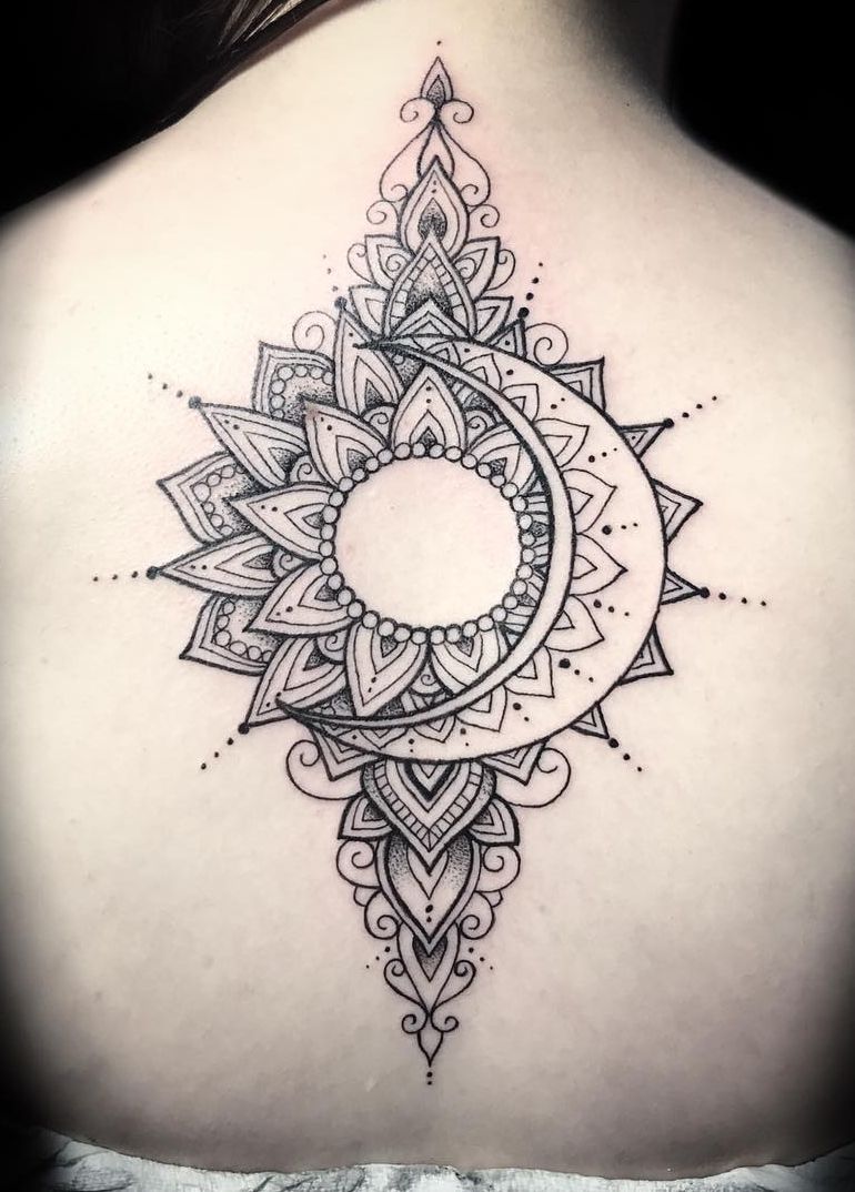 Mandala Sun and Moon Tattoo