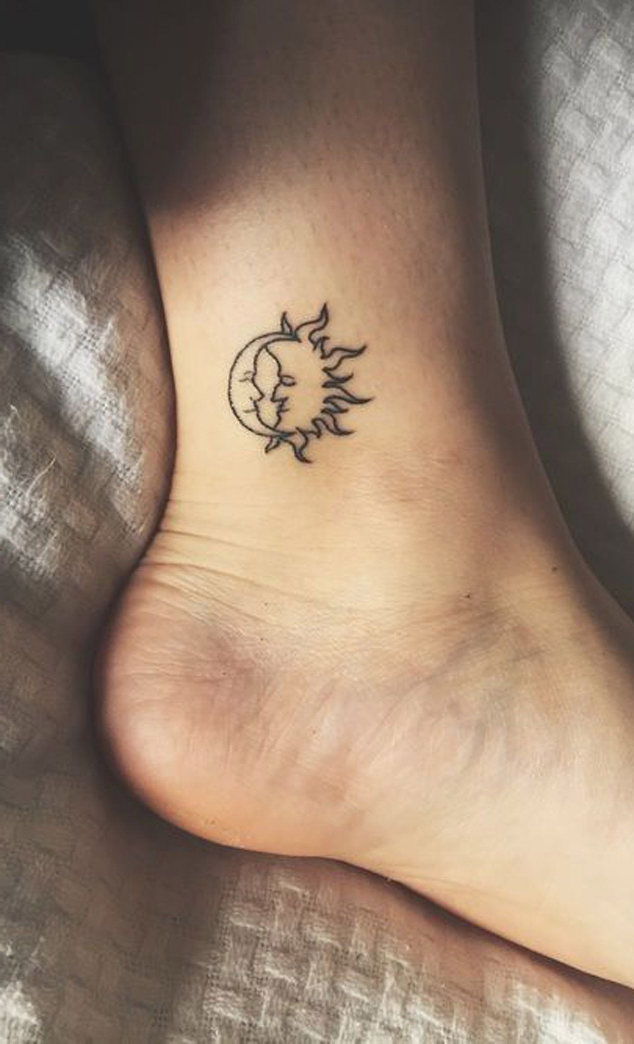 Sun Moon Ankle Tattoo