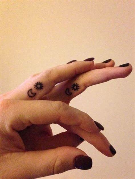 Sun Moon Finger Tattoo