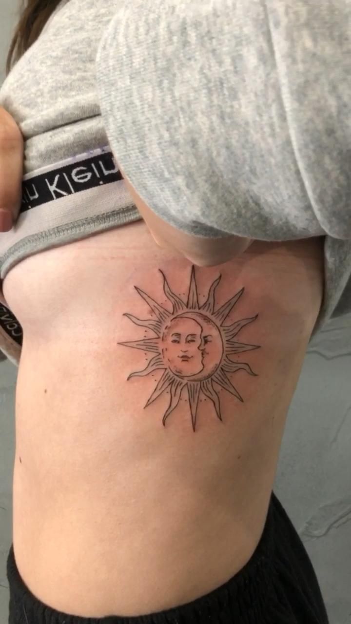 Sun Moon Rib Tattoo