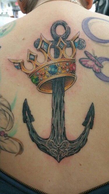 Tattoo of a Crown and an Anchor