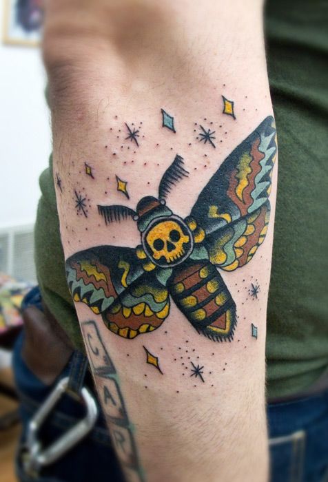 Traditional Style Moth Tattoo