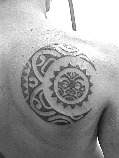 Tribal Sun and Moon Tattoo