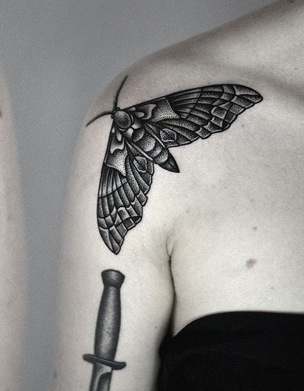 Fineline Moth Tattoo