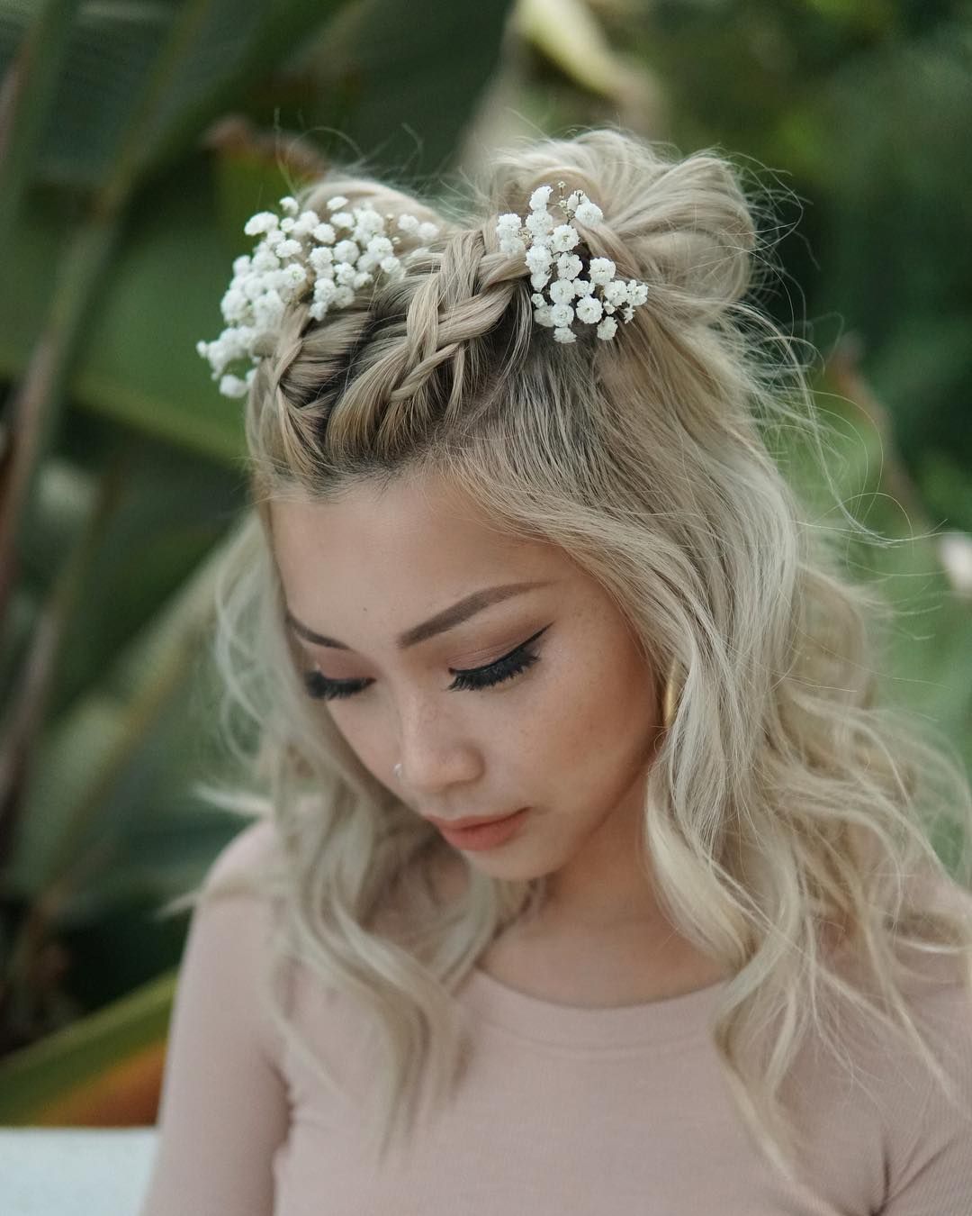 Braided Space Buns Hairstyle For Prom