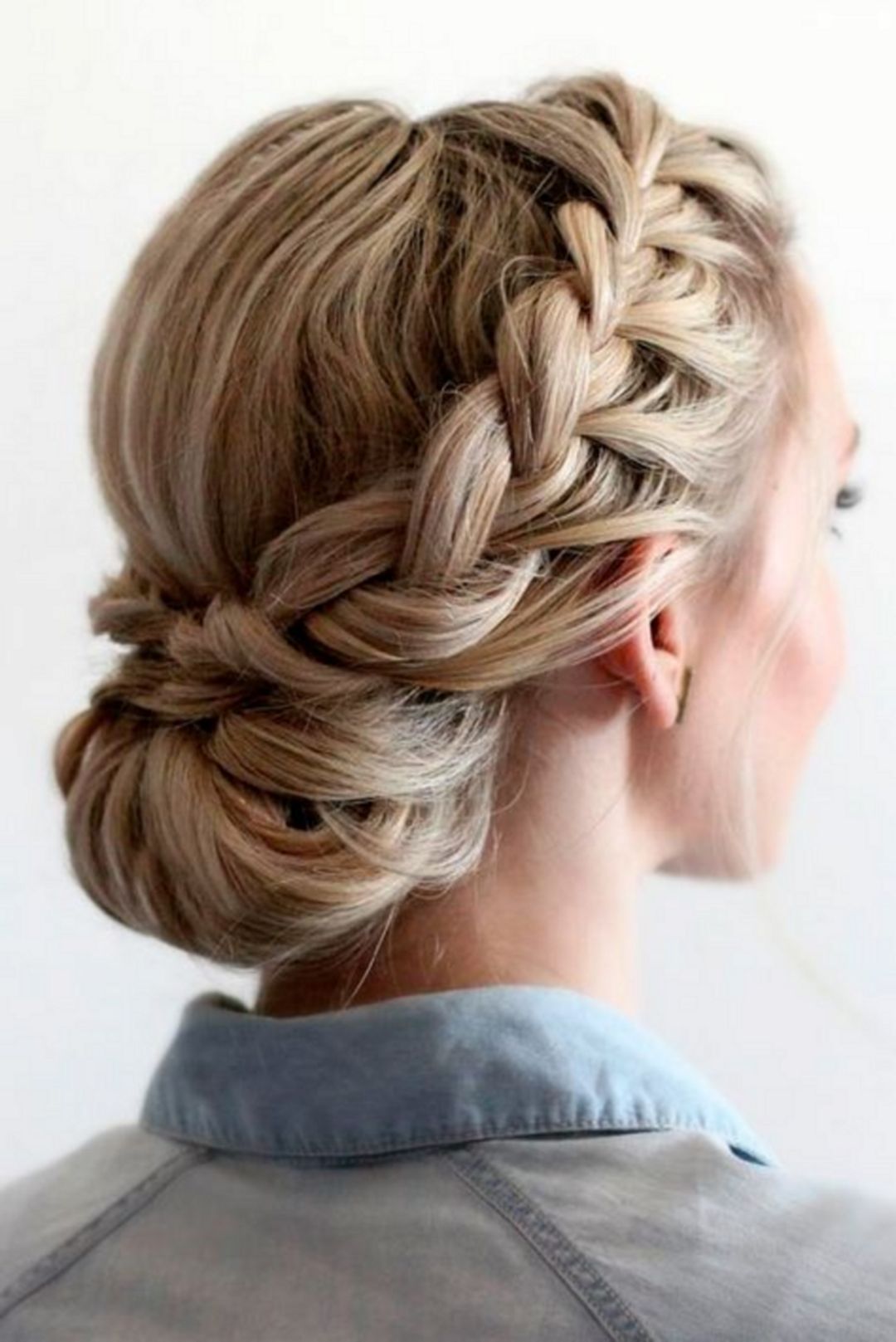 Dutch Braided Updo Hairstyle For Prom