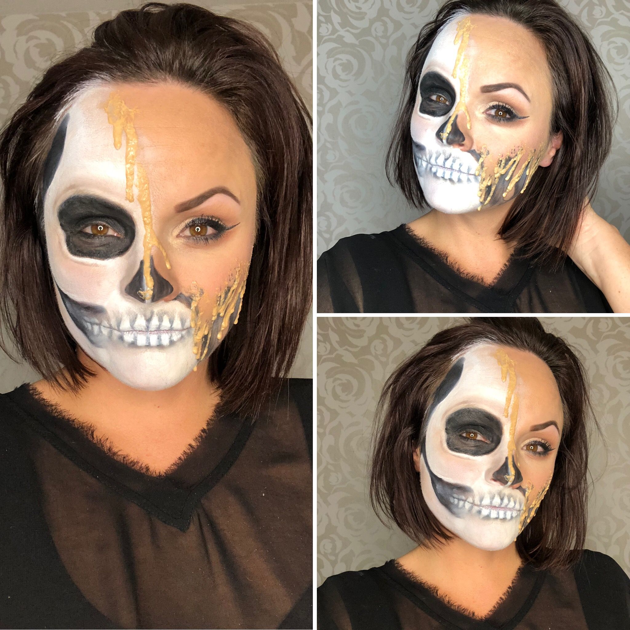 half face skeleton makeup