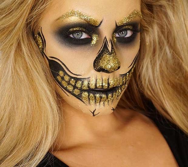 half face skeleton makeup