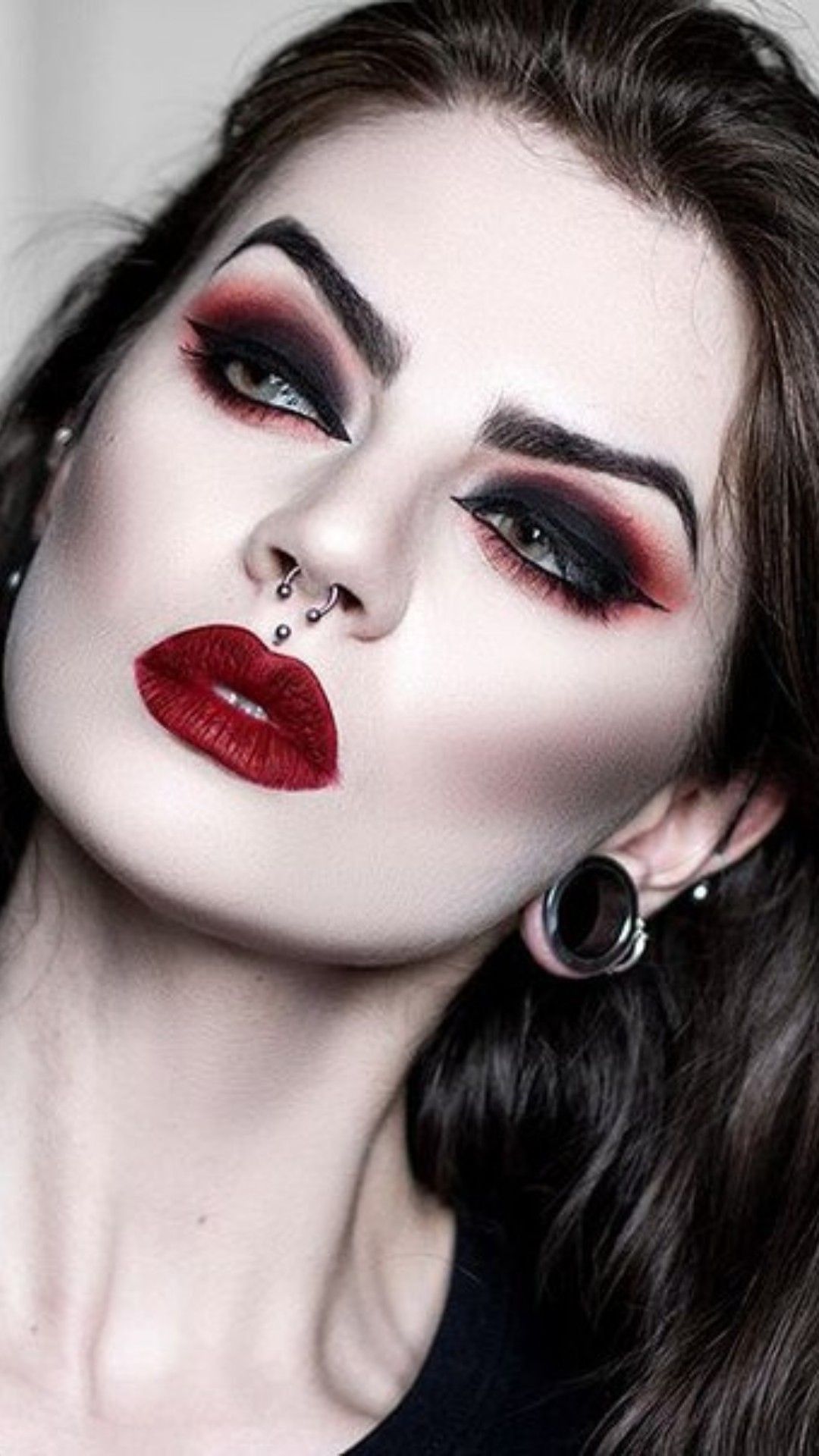 smokey Eyes And Red Lip