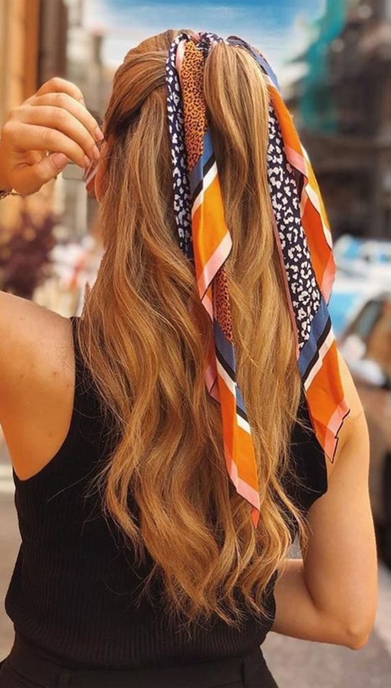 Half-Up Half-Down Bandana Hairstyle