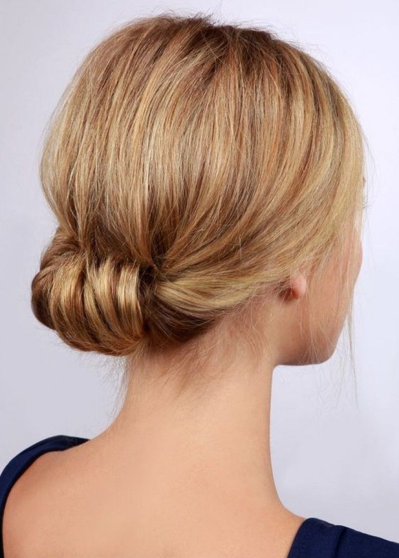 Low Rolled Updo Hairstyle for school