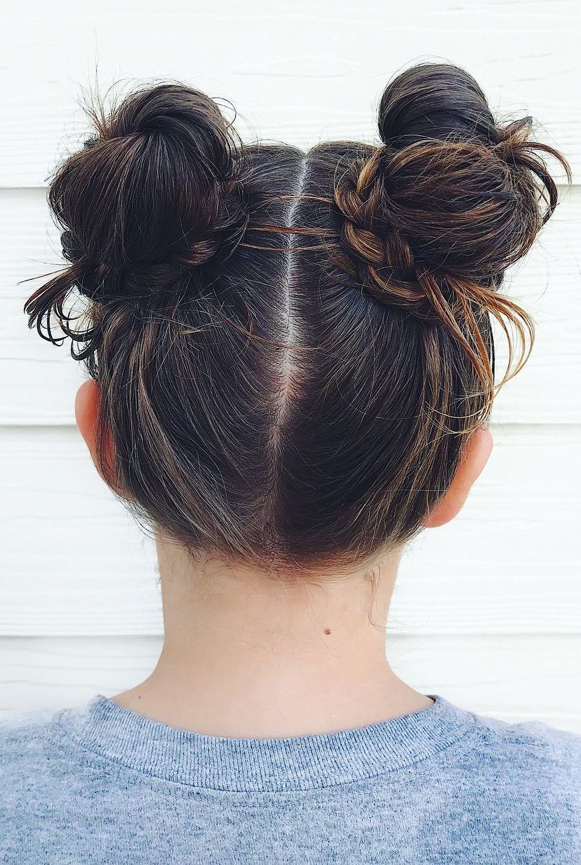 Space Buns Hairstyle for school