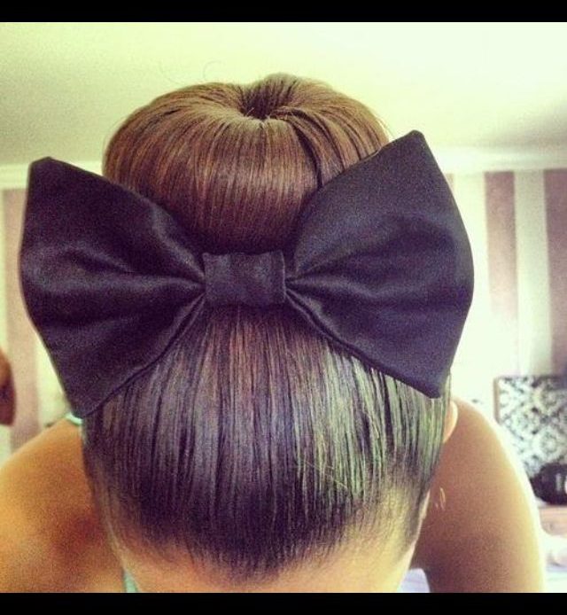 Donut Bun With Bow Tie hairstyle for cheerleading