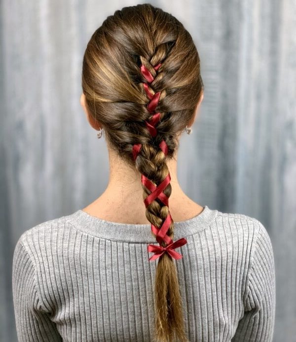 Ribbon-Wrapped Braid hairstyles for cheerleaders