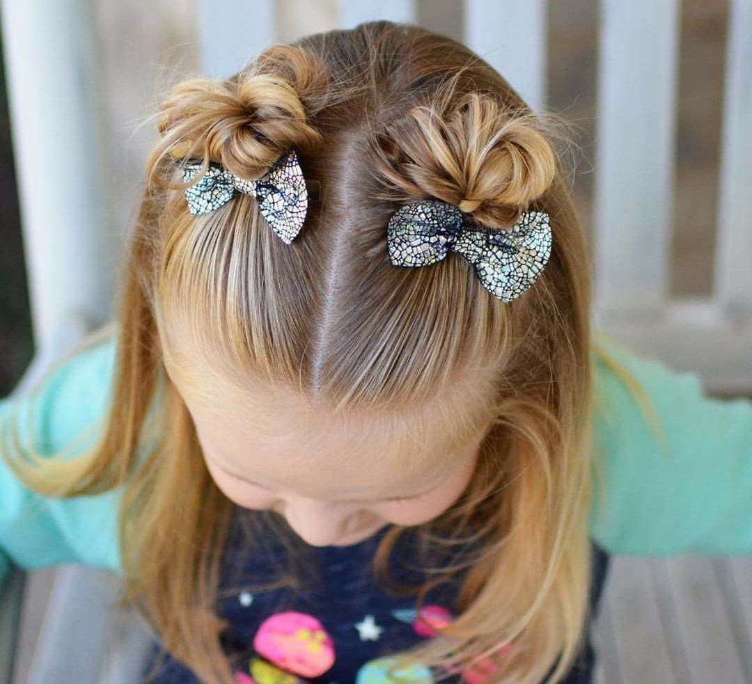 Half Up Messy Bun Hairstyle For Kids