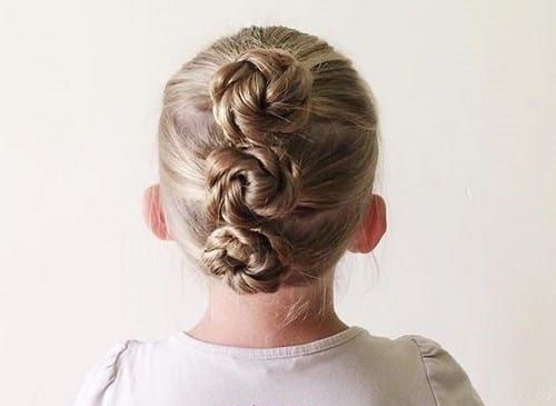 Triple Braided Bun Hairstyle For Kids