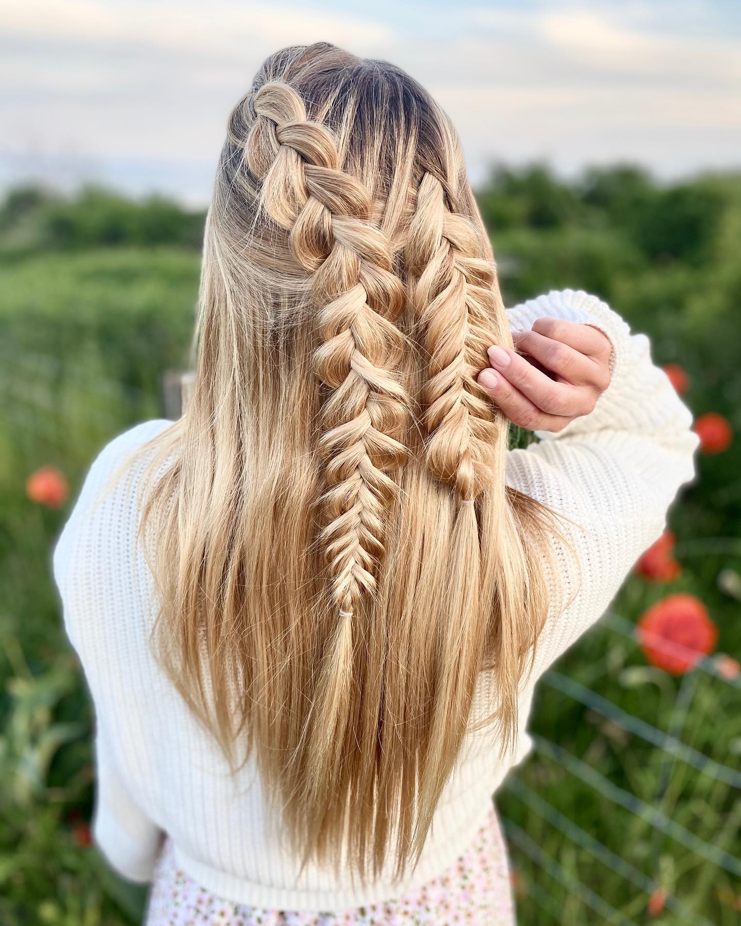 Twin Braid Half Tied Hairstyle