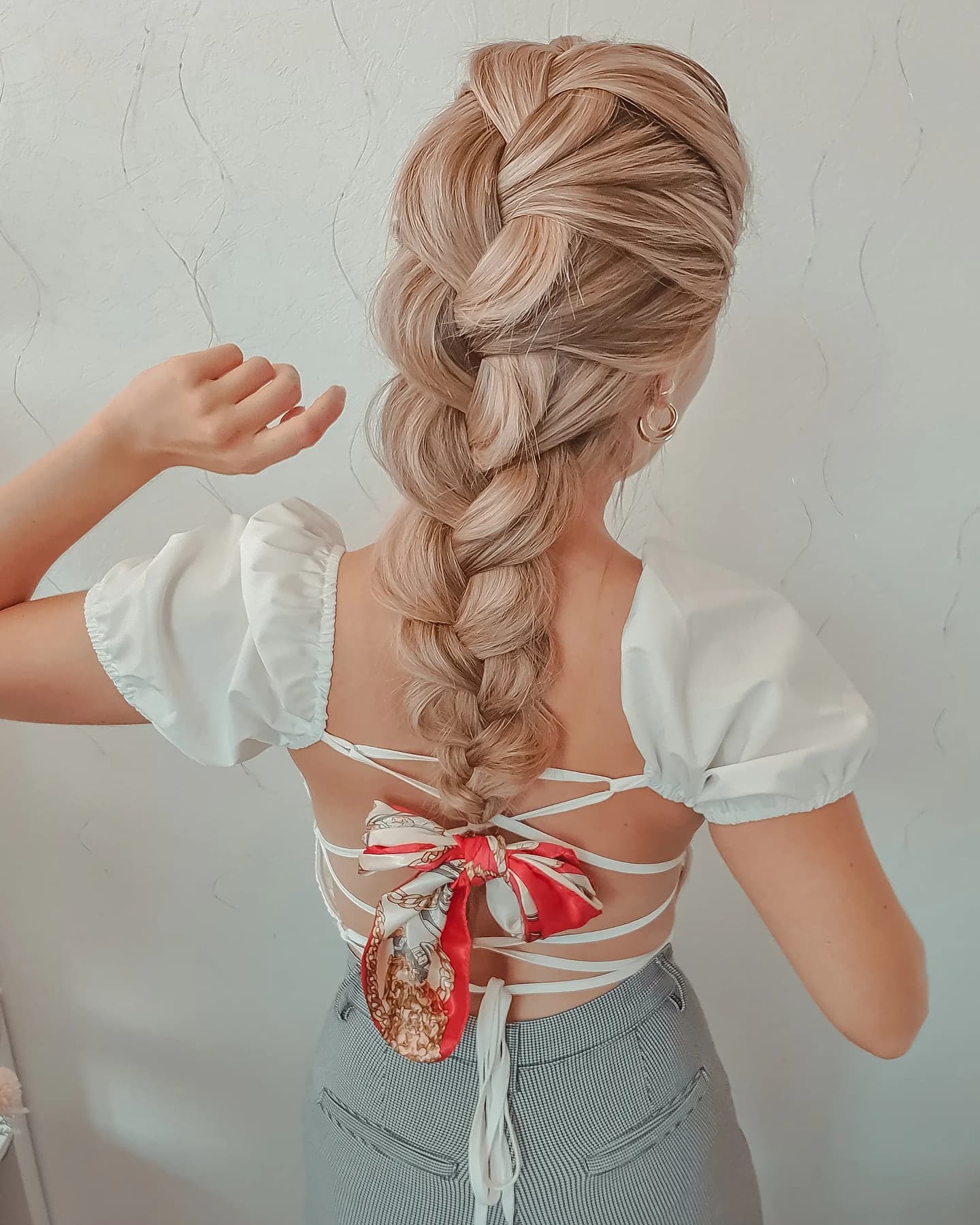 French Braid with Scarf Bow Ends